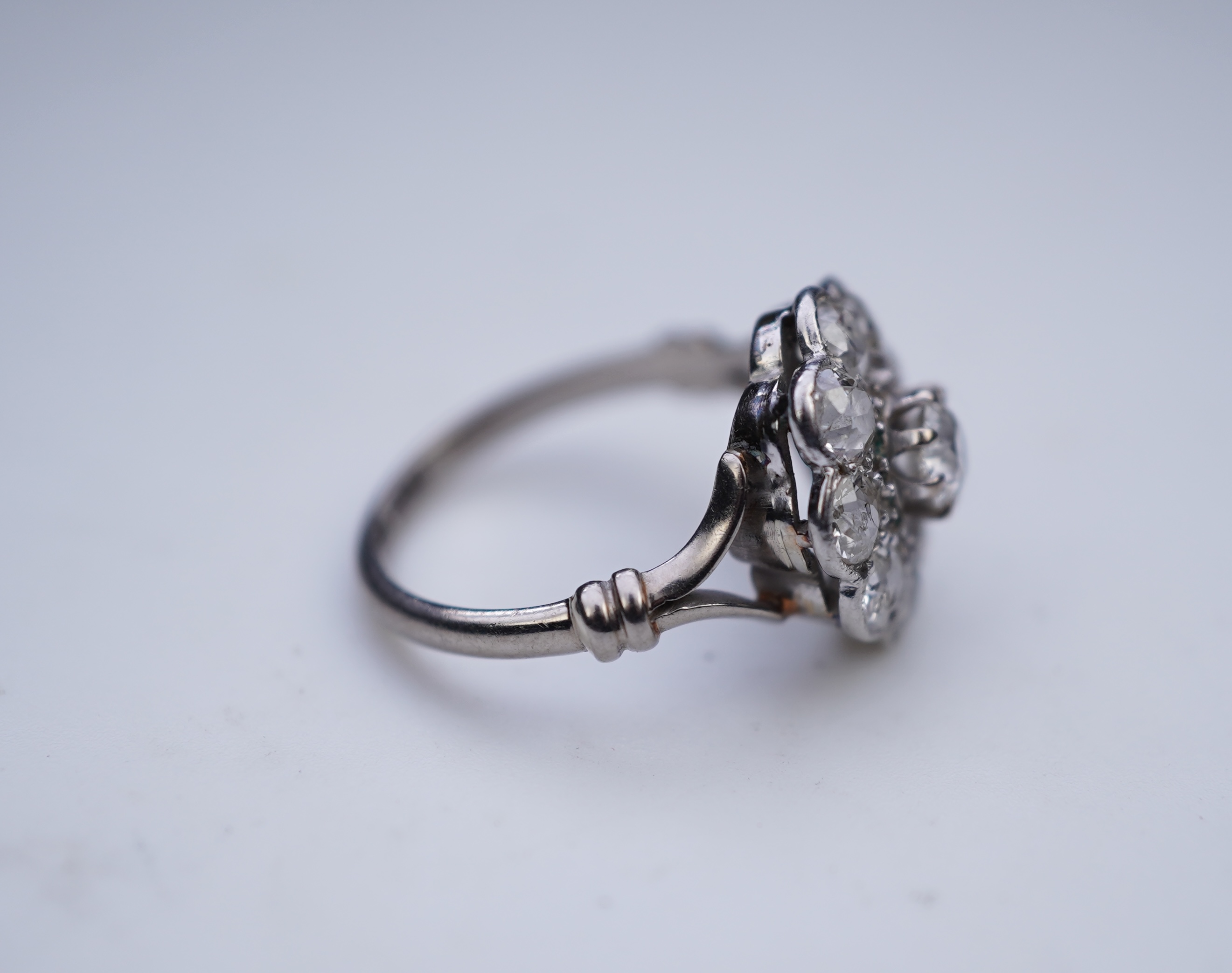 A diamond cluster ring, early 20th century